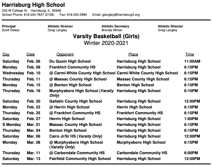 Lady Bulldog Basketball Schedule
