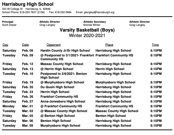 Bulldog Basketball Schedule