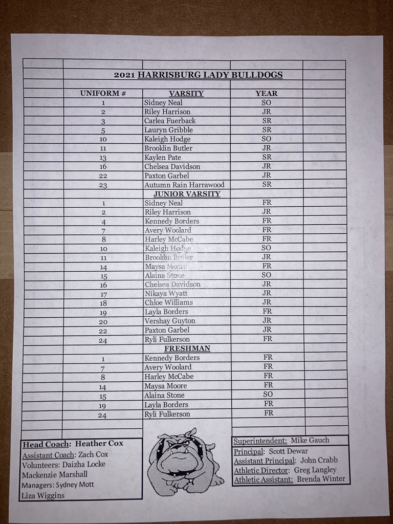 Lady Bulldog Volleyball Roster