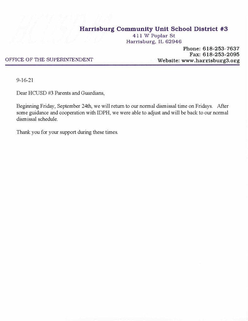 Friday Dismissal Notice