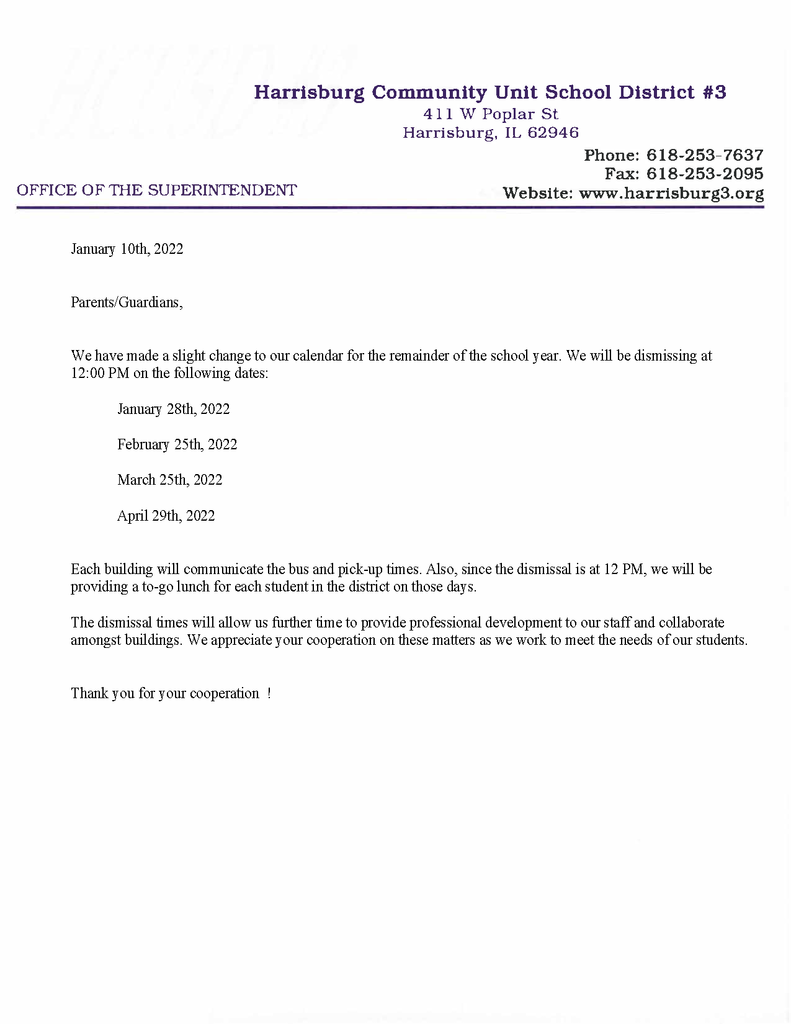 Dismissal update letter