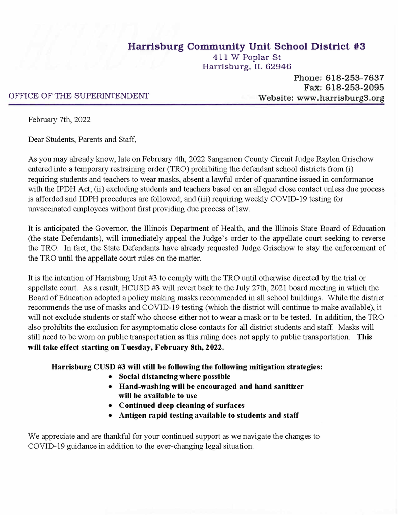 mask mandate letter