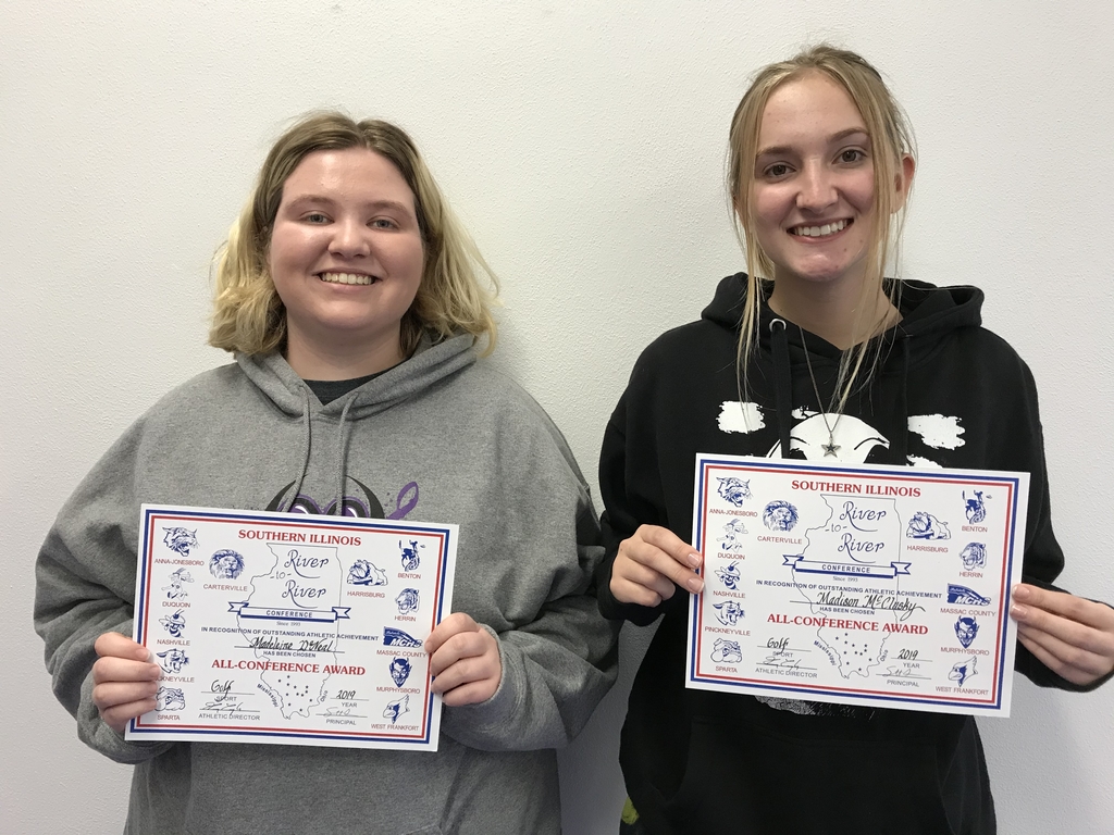 Congratulations to Madeleine DeNeal and Madison McClusky for making SIRR All-Conference in golf this past season. Go Lady Dogs!
